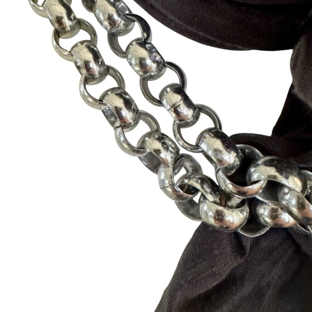 Long Silver Chunky Chain Statement Necklace – Goth Gothcore Grunge Style - Picture 2 of 6